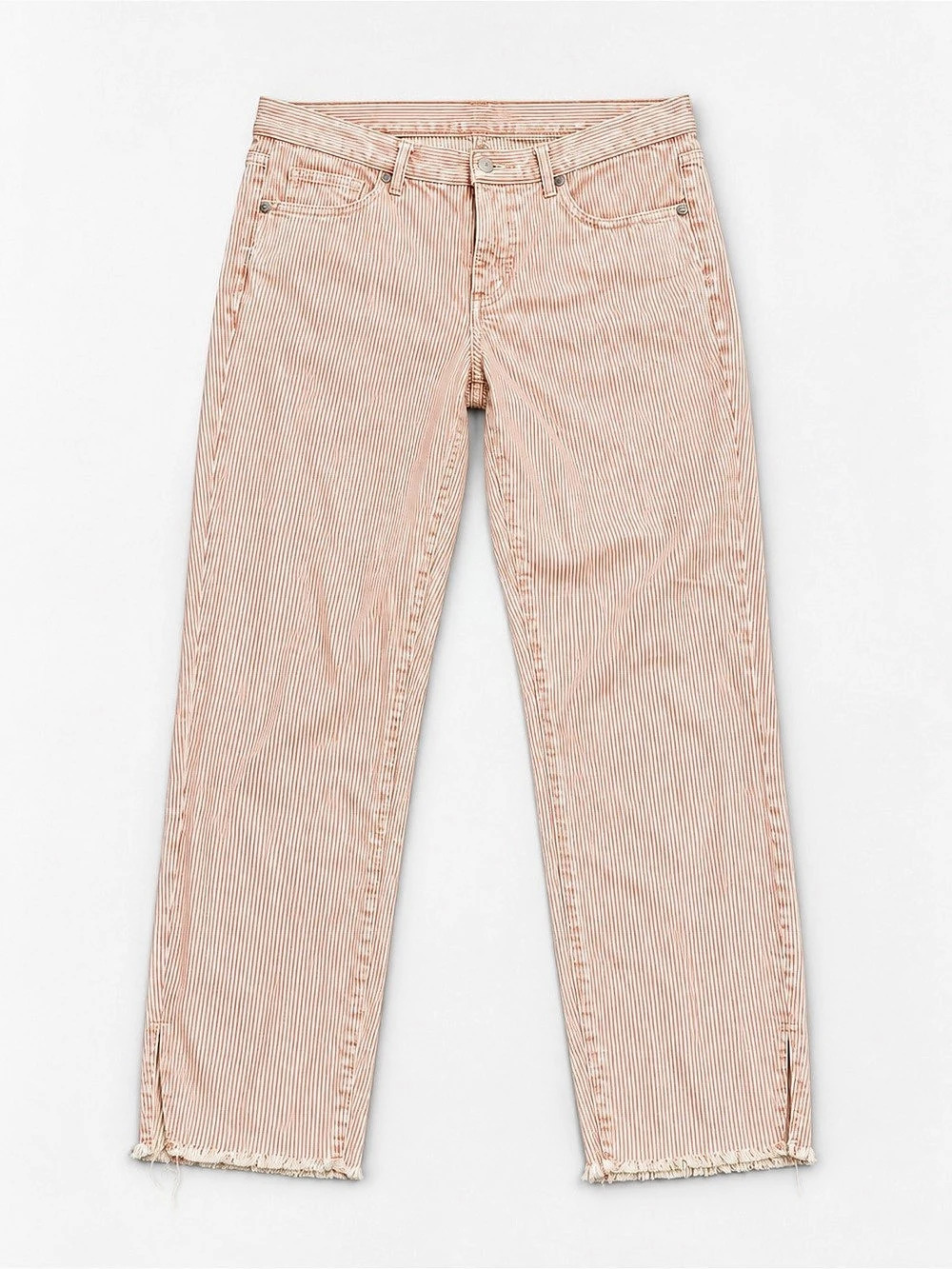 LOFT Candy Striped Jeans Pink & White Raw Hem Size 28 / 6
